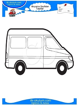 Çocuklar İçin Minibüs Boyama Sayfaları 